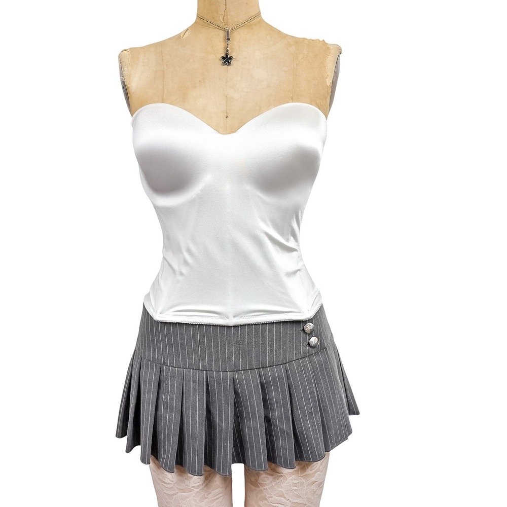 Ariel Longline Hidden Underwire Bustier 40C White Satin Strapless Bridal Bra